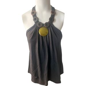 Prairie New York Charcoal Camisole with Bold Necklace